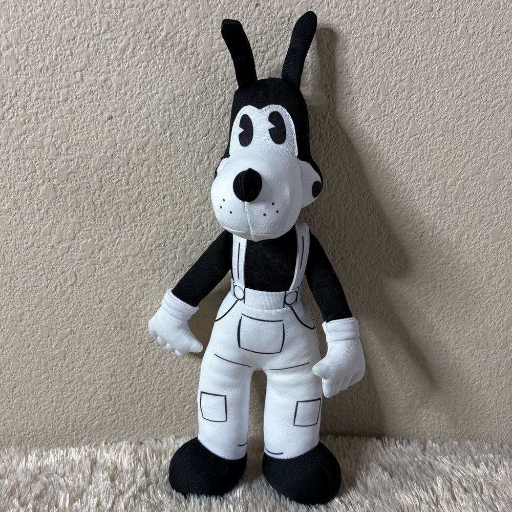 Black and White Cartoon Dog Plush Toy